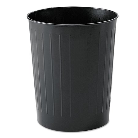 SAFCO 235 qt Round Trash Can, Black, Open Top, Steel 9604BL